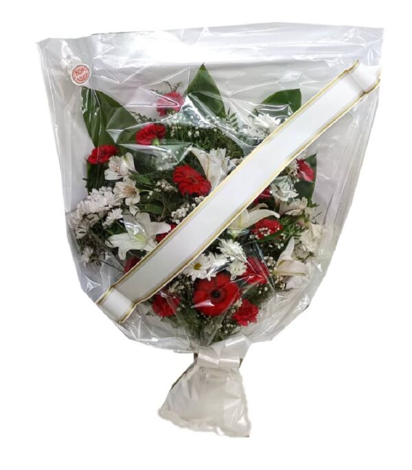 Ramo funerario de Rosas y Lisianthus